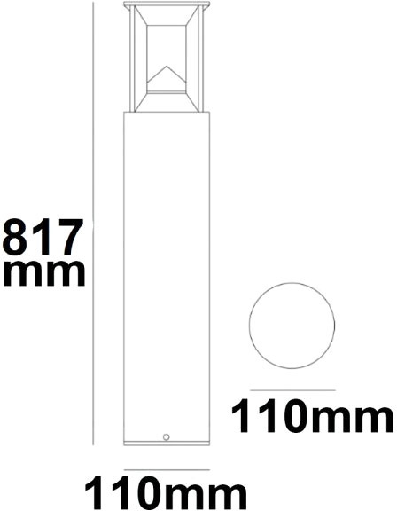 sandschwarz 9W Wegeleuchte ISOLED LED Leuchte Poller-4 330lm warmweiß 