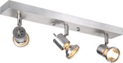 SLV ASTO 3 wall and ceiling light, triple-headed, QPAR51, brushed aluminiu