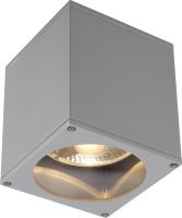 SLV BIG THEO, outdoor ceiling light, QPAR111, IP44, square, silver-grey, m