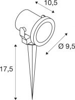 SLV NAUTILUS 10, projecteur extrieur, rond, inox bross, GU10/QPAR51, 25W