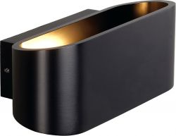 SLV OSSA 180 wall light, QT-DE12, oval, up/down, black, L/W/H 18/8/7 cm, m