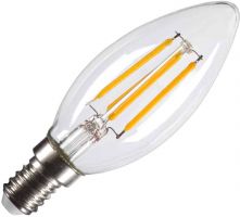 SLV C35 E14, transparent LED light, 4.2W 2700K CRI90 320