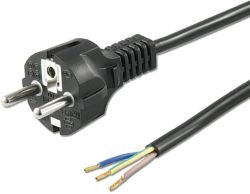 ISOLED grounding-type plug black, 1.5m, lose cable heads
