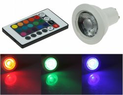 LED Glhlampe GU10 RGB mit Fernbedienung 3W, Abstrahlwinkel 170