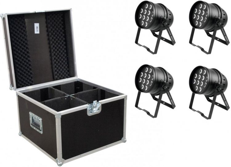 EUROLITE Set 4x LED PAR-64 HCL 12x10W sw + Case