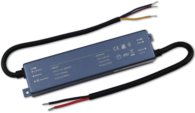 ISOLED LED Trafo 48V/DC, 200W, IP67, ultraflach