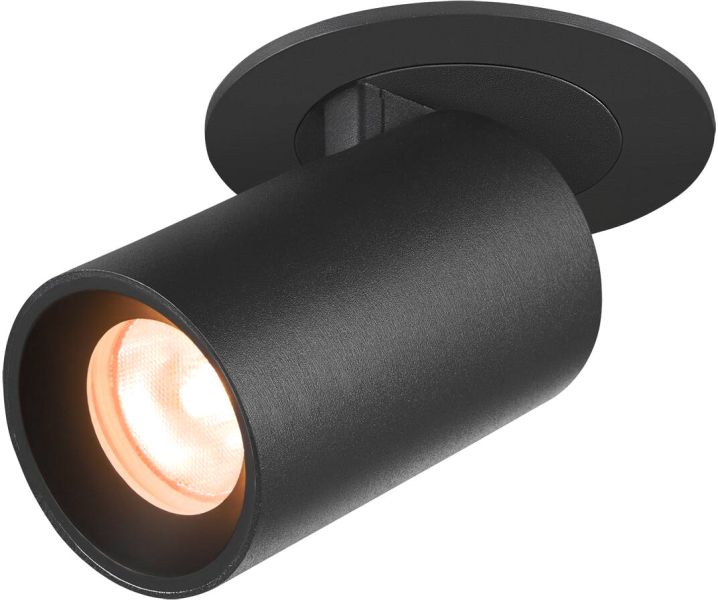 SLV NUMINOS® PROJECTOR XS, Deckeneinbauleuchte, 2700 K, 20°, zylindrisch, schwarz / schwarz