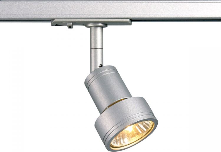 SLV PURI Lampenkopf für 1-Phasen Stromschiene, silbergrau