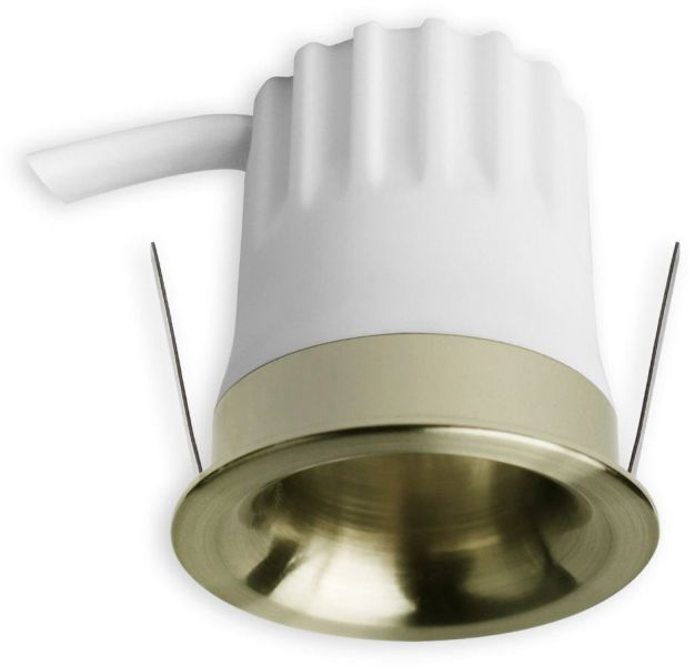 ISOLED LED Einbaustrahler BACK32, messing geb., rund, 5W, CRI90, 2700K, rückversetzt, Honeycomb