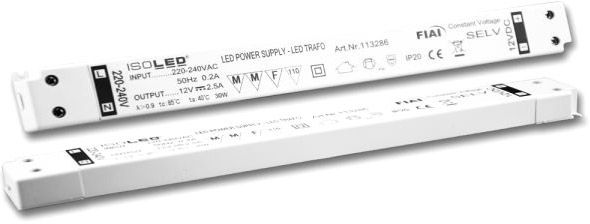 ISOLED LED Trafo 12V/DC, 0-30W, slim, SELV