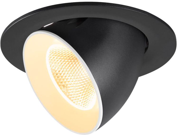 SLV NUMINOS® GIMBLE L, Deckeneinbauleuchte, 3000 K, 20°, IP20, rund, schwarz / weiß