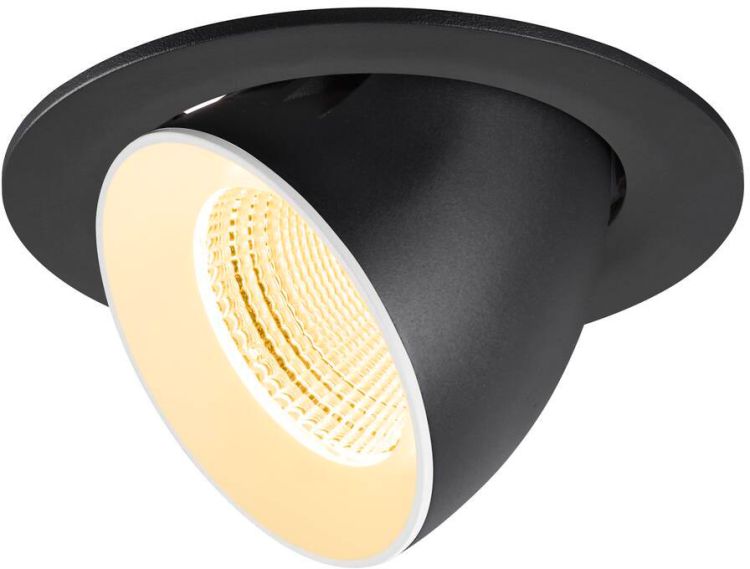 SLV NUMINOS® GIMBLE L, Deckeneinbauleuchte, 3000 K, 55°, IP20, rund, schwarz / weiß
