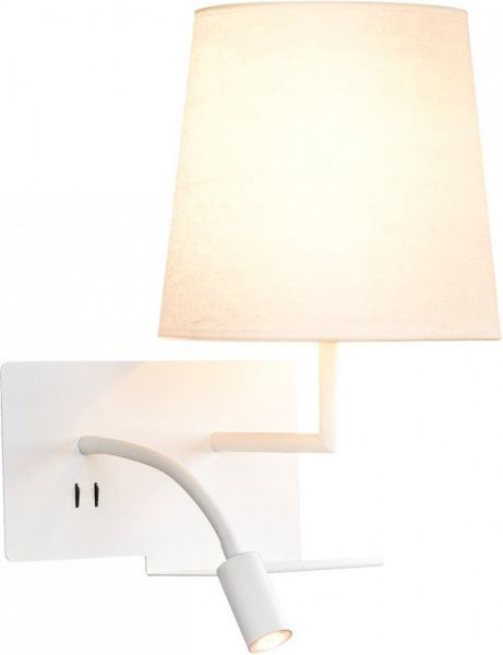 SLV SOMNILA FLEX, indoor LED surface-mounted wall light 3000K white version right incl. USB