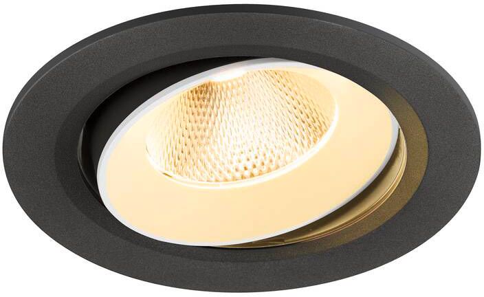 SLV NUMINOS® MOVE L, Deckeneinbauleuchte, 3000 K, 20°, IP20, rund, schwarz / weiß