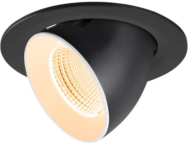 SLV NUMINOS® GIMBLE L, Deckeneinbauleuchte, 2700 K, 55°, IP20, rund, schwarz / weiß