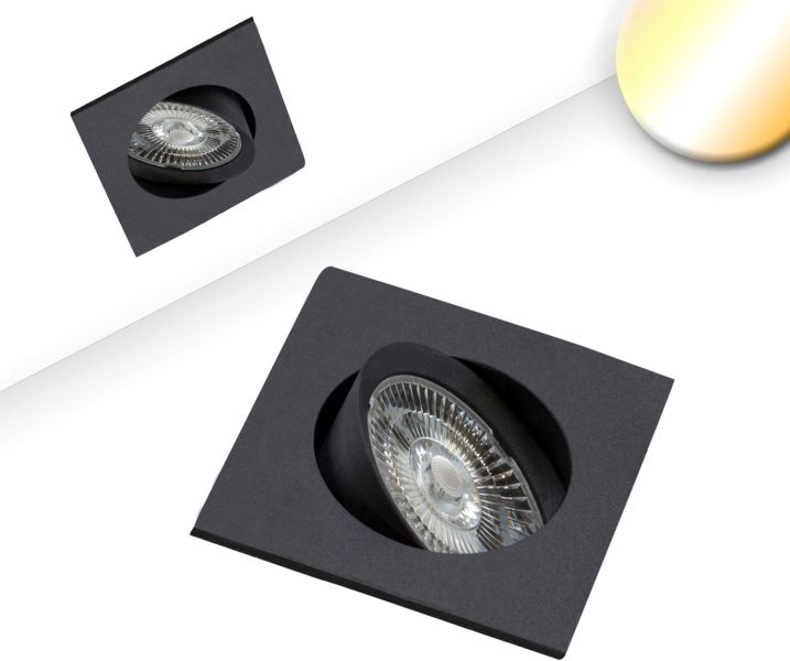 ISOLED LED Einbauleuchte Sunset Slim68 schwarz, eckig, 9W, 1800-2800K, Dimm-to-warm