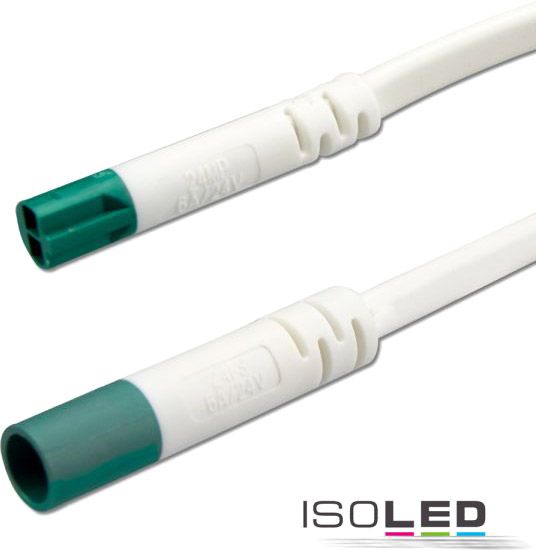 ISOLED Rallonge mini-prise mâle-femelle, 1 m, 2x0,75, IP54, blanc-vert, max. 48V