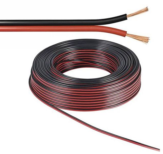 ISOLED Kabel schwarz/rot 2x 0,5mm² H03VH-H YZWL AWG20, Meterware
