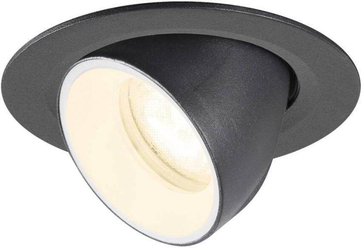SLV NUMINOS® GIMBLE XS, Deckeneinbauleuchte, 4000 K, 55°, IP20, rund, schwarz / weiß