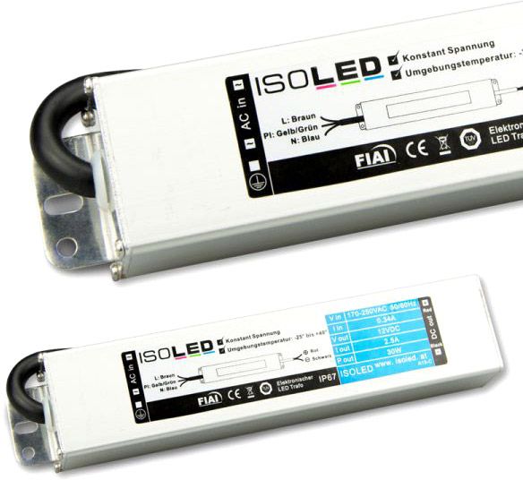 ISOLED LED Trafo 12V/DC, 0-30W, IP66
