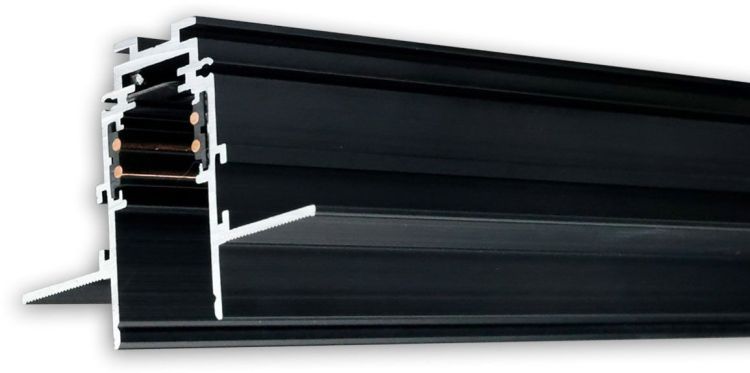 ISOLED Track48 Trockenbauschiene, schwarz, 200cm, 4-polig, inkl. Endkappen und Schutzcover