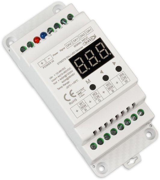 ISOLED DALI-2 DT6 4 Adressen / DT8 4-Kanal 1 Adresse Multi-PWM Hutschienen Dimmer, 12-24V 4x5A