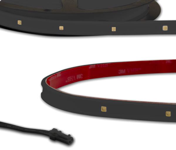 ISOLED LED UV-C MiniAMP Flexband 270nm, 12V DC, 6W, IP54, 116cm, schwarz, einseitig Kabel mit