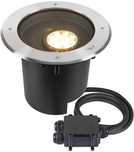 SLV DASAR® XL, Bodeneinbauleuchte, asymmetrisch, 3000K, 70°/40°, IP65/IP67, rund, edelstahl