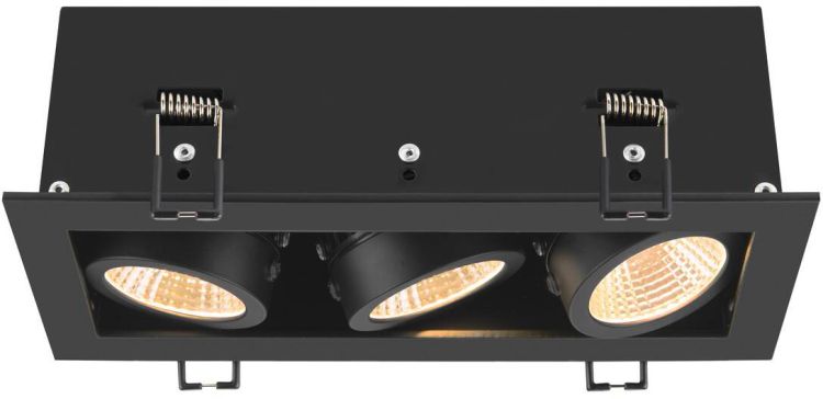 SLV KADUX, Deckeneinbauleuchte, triple, 3000K, 38°, IP 20, quadratisch, schwarz