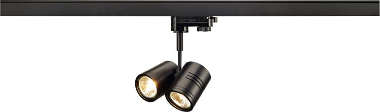 SLV BIMA II Leuchtenkopf, schwarz, 2xGU10, max. 50W, inkl. 3P.-Adapter