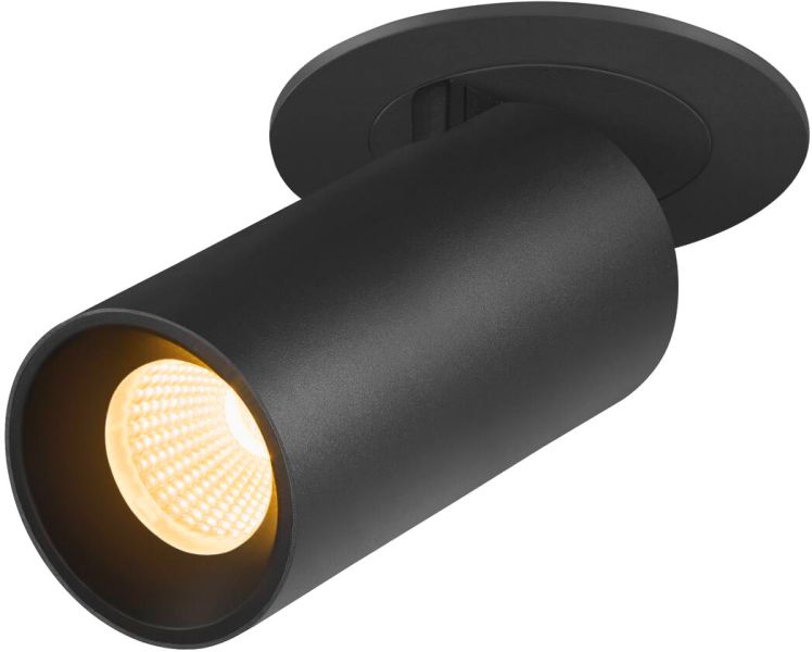 SLV NUMINOS® PROJECTOR S, Deckeneinbauleuchte, 3000 K, 20°, zylindrisch, schwarz / schwarz