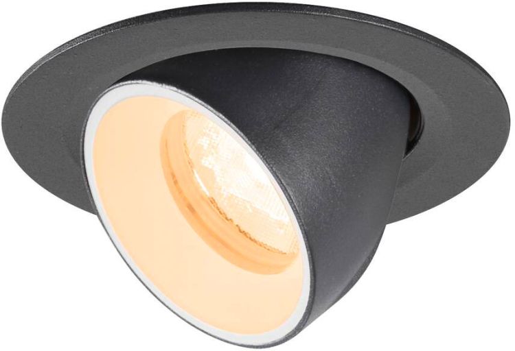 SLV NUMINOS® GIMBLE XS, Deckeneinbauleuchte, 2700 K, 40°, IP20, rund, schwarz / weiß