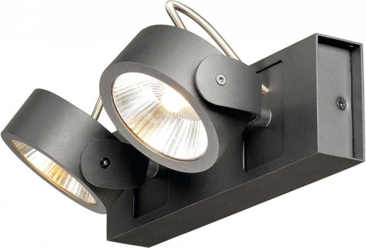 SLV KALU, Wand- und Deckenleuchte, zweiflammig, LED, 3000K, schwarz, 60°