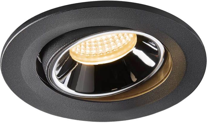 SLV NUMINOS® MOVE S, Deckeneinbauleuchte schwarz / chrom 3000K 20°
