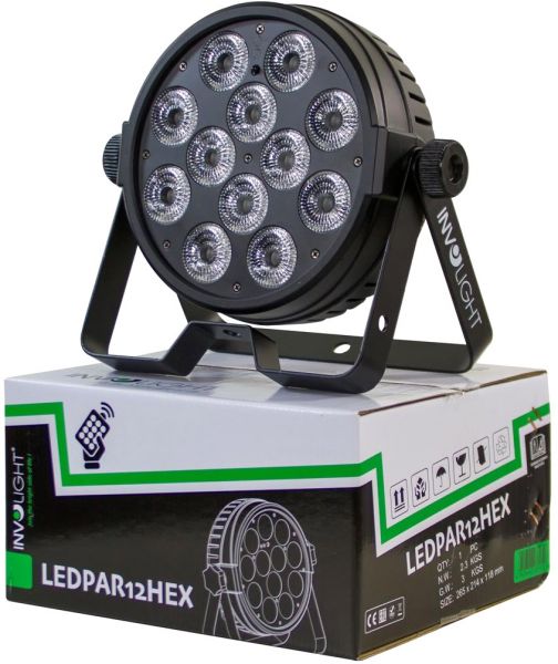 Involight LEDPAR12HEX 12x RGBWA+UV LED, IR-​Fernbedienung