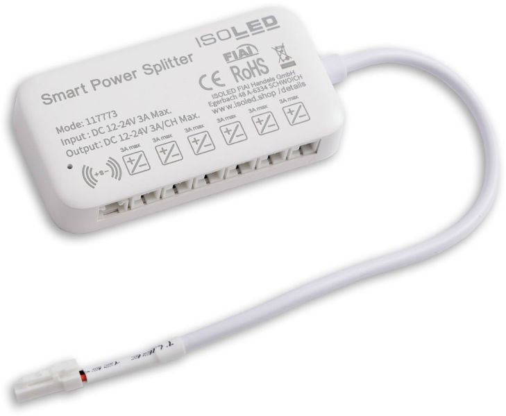 ISOLED MiniAMP Power-Splitter 6-fach, Single Color, 12-24V DC, mit Master Sensor-Port