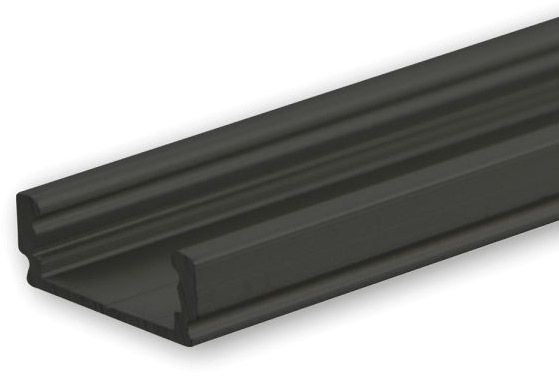 ISOLED LED Aufbauprofil SURF12 FLAT Aluminium schwarz eloxiert RAL 9005, 200cm