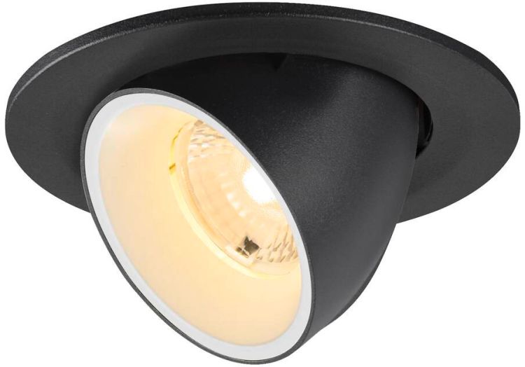 SLV NUMINOS® GIMBLE S, Deckeneinbauleuchte, 3000 K, 40°, IP20, rund, schwarz / weiß