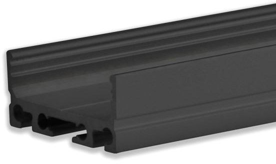 ISOLED LED Aufbauprofil SURF24 FLAT V1 Aluminium schwarz RAL 9005, 200cm