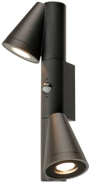 SLV T-TUBE, Wandaufbauleuchte, GU10, double, Sensor, IP44, max. 10 W, schwarz