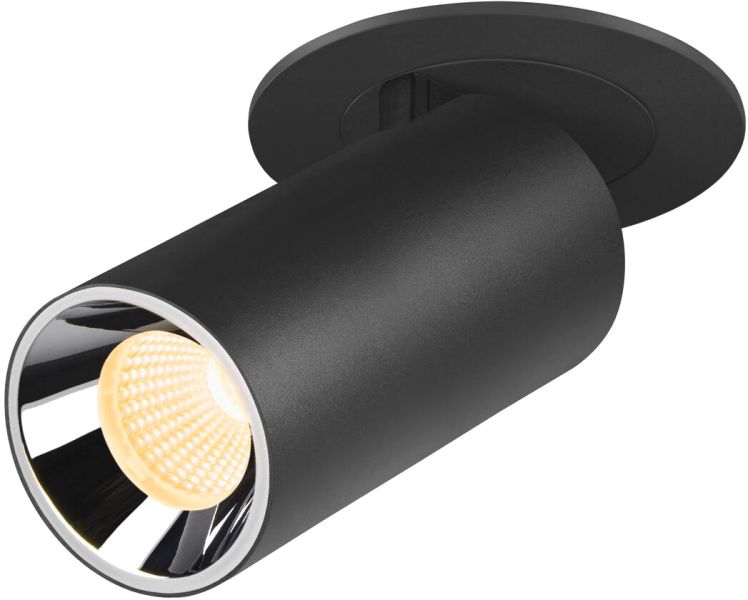 SLV NUMINOS® PROJECTOR S, Deckeneinbauleuchte, 3000 K, 40°, zylindrisch, schwarz / chrom