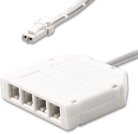 ISOLED MiniAMP 4-fach Verteiler (1 male-Stecker an 4 female-Buchsen), 30cm, 2-polig, weiß, max.