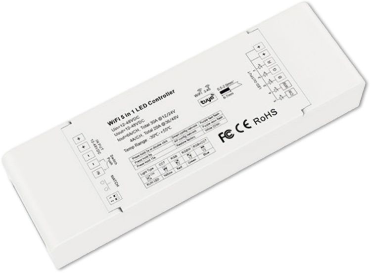 ISOLED Sys-Pro + Zigbee 3.0 Push/Funk 1-5 Kanal Multi-PWM-Dimmer, 12-24V DC 5x6A, 36-48V DC 5x4A