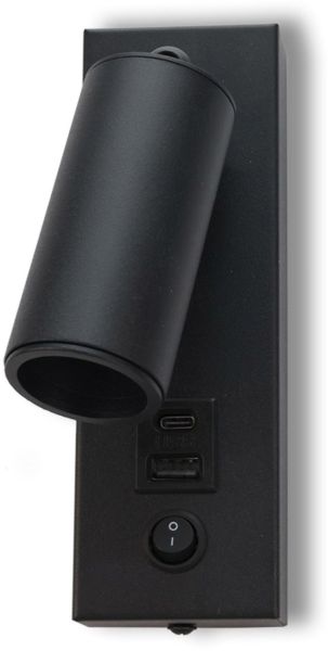 ISOLED LED Leseleuchte, 4,5W, schwarz, mit USB-A und USB-C Ladebuchse, 3000K