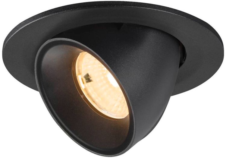 SLV NUMINOS® GIMBLE S, Deckeneinbauleuchte, 3000 K, 55°, IP20, rund, schwarz