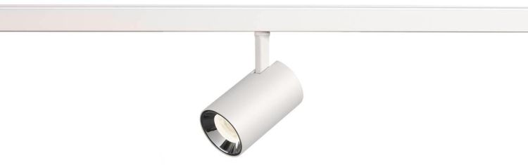 SLV NUMINOS® XS, 48V Spot, rund, 4000 K, 8.7 W, DALI 2, 55°, matt weiß / glänzend chrom