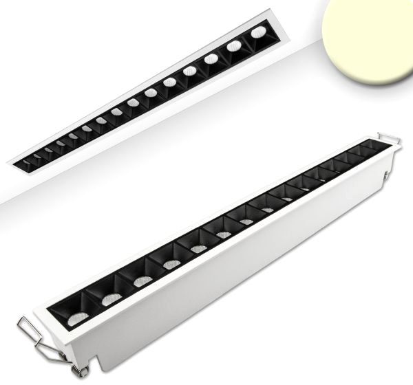 ISOLED LED Einbauleuchte Raster Line weiß/schwarz , dimmbar, 30W, warmweiß
