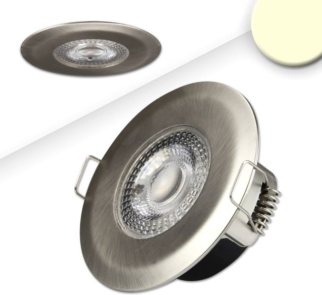 ISOLED LED Einbaustrahler PC68 IP44, brushed, 5W, 38°, warmweiß, 3 Stufen dimmbar