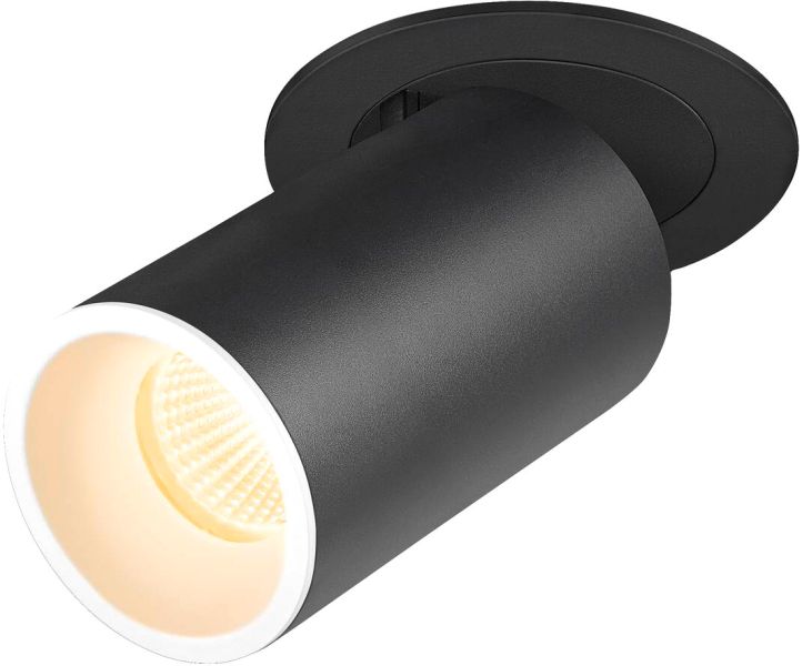 SLV NUMINOS® PROJECTOR M, Deckeneinbauleuchte, 3000 K, 55°, zylindrisch, schwarz / weiß
