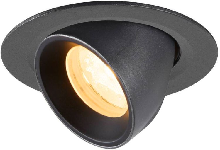 SLV NUMINOS® GIMBLE XS, Deckeneinbauleuchte, 3000 K, 40°, IP20, rund, schwarz